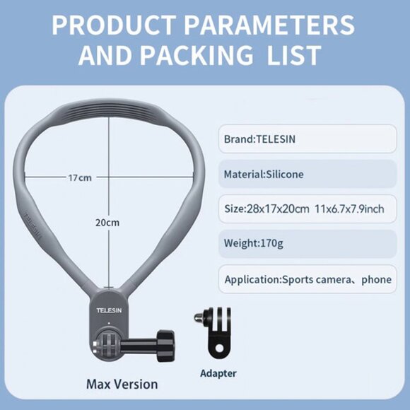 TELESIN Magnetic Neck Holder Mount Max Size POV for Action Cameras - Picture 10 of 12